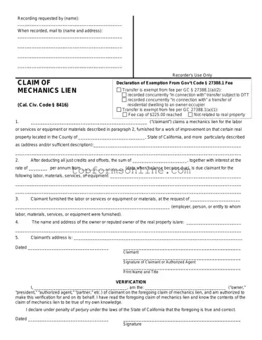 Fill Out a Valid Mechanics Lien California Form
