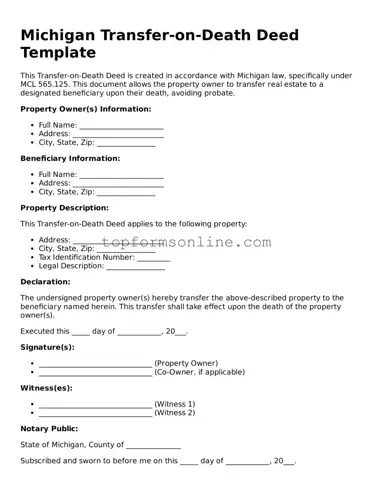 Printable Michigan Transfer-on-Death Deed Template