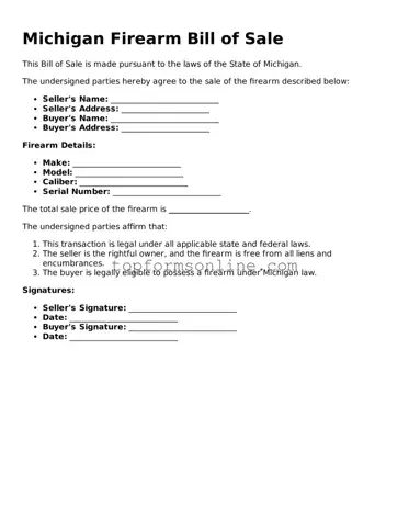 Printable Michigan Firearm Bill of Sale Template