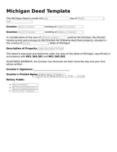 Printable Michigan Deed Template