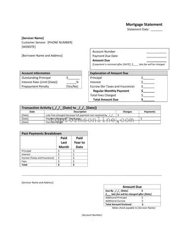Fill Out a Valid Mortgage Statement Form