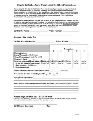 Fill Out a Valid Netspend Dispute Form