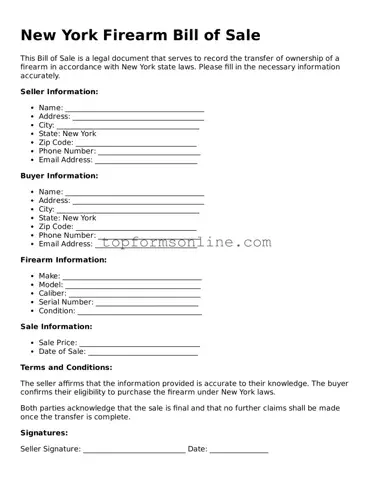Printable New York Firearm Bill of Sale Template