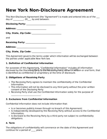 Printable New York Non-disclosure Agreement Template