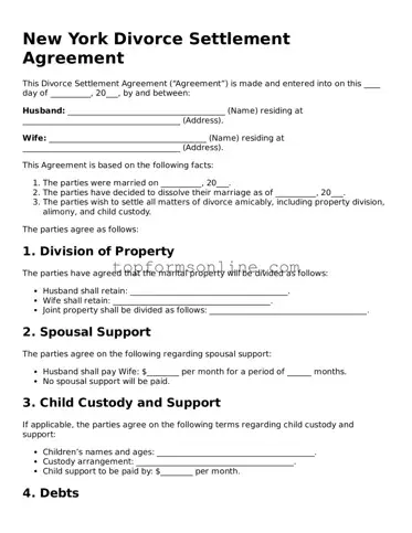 Printable New York Divorce Settlement Agreement Template