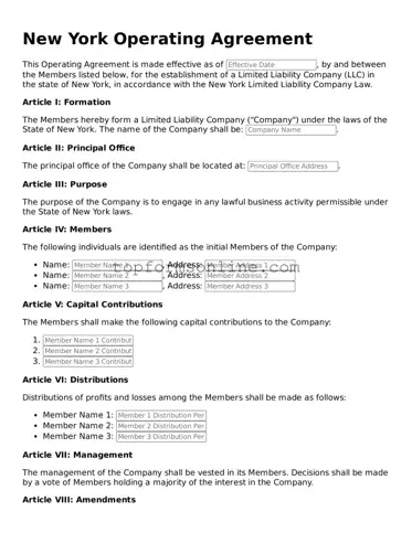 Printable New York Operating Agreement Template