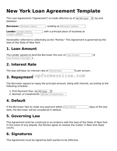 Printable New York Loan Agreement Template
