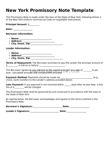 Printable New York Promissory Note Template