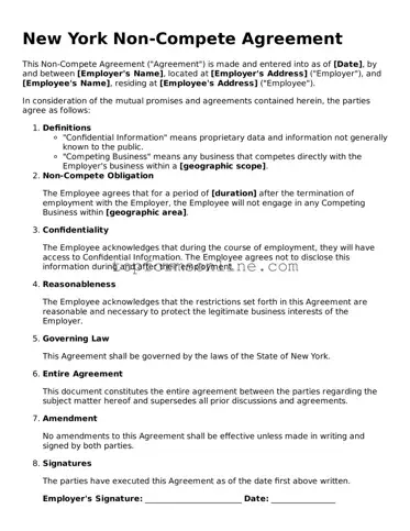 Printable New York Non-compete Agreement Template
