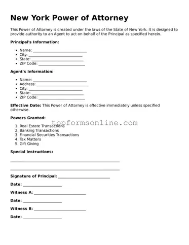 Printable New York Power of Attorney Template