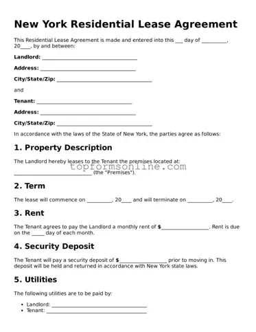 Printable New York Residential Lease Agreement Template