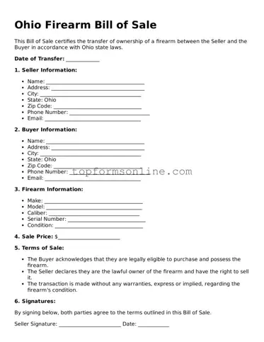 Printable Ohio Firearm Bill of Sale Template