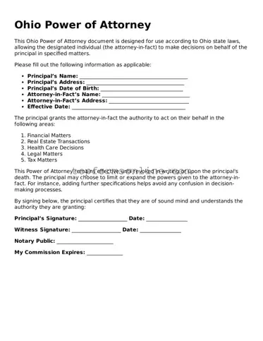 Printable Ohio Power of Attorney Template