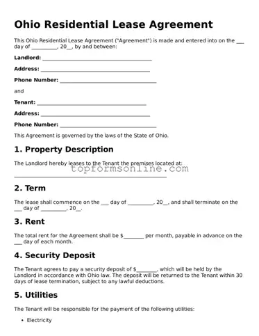 Printable Ohio Lease Agreement Template