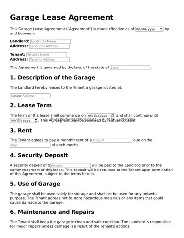 Valid Garage Lease Agreement Template