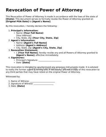 Valid Revocation of Power of Attorney Template