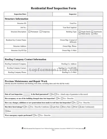 Fill Out a Valid Roof Inspection Form