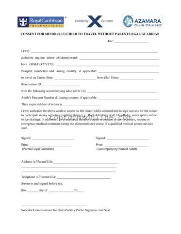 Fill Out a Valid Royal Caribbean Parental Consent Form
