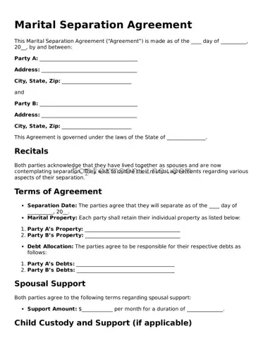 Valid Marital Separation Agreement Template