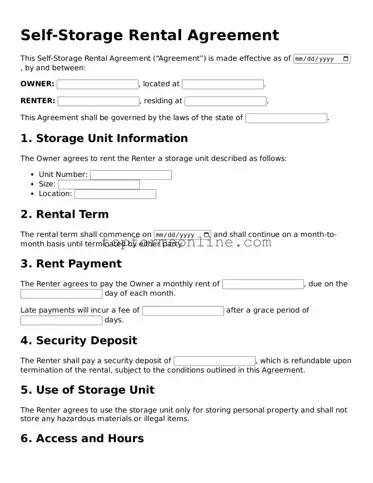 Valid Self-Storage Rental Agreement Template