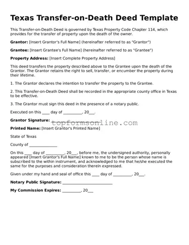 Printable Texas Transfer-on-Death Deed Template