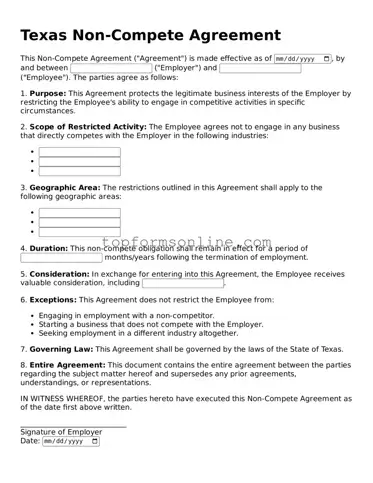 Printable Texas Non-compete Agreement Template