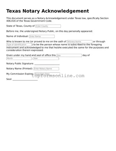 Printable Texas Notary Acknowledgement Template
