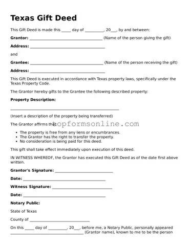 Printable Texas Gift Deed Template