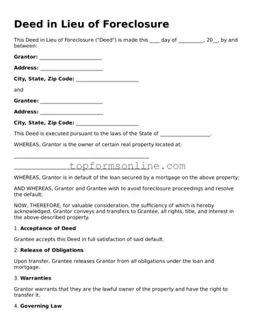 Valid Deed in Lieu of Foreclosure Template