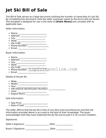 Valid Jet Ski Bill of Sale Template