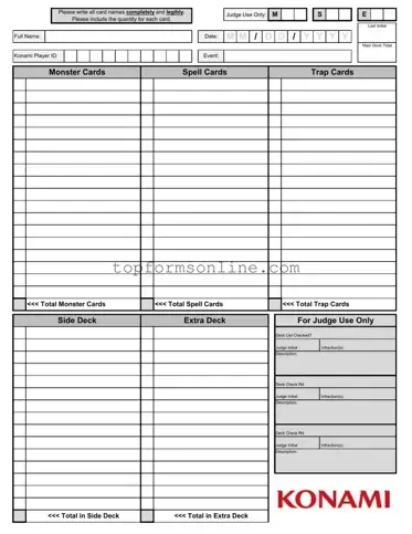 Fill Out a Valid Konami Decklist Form