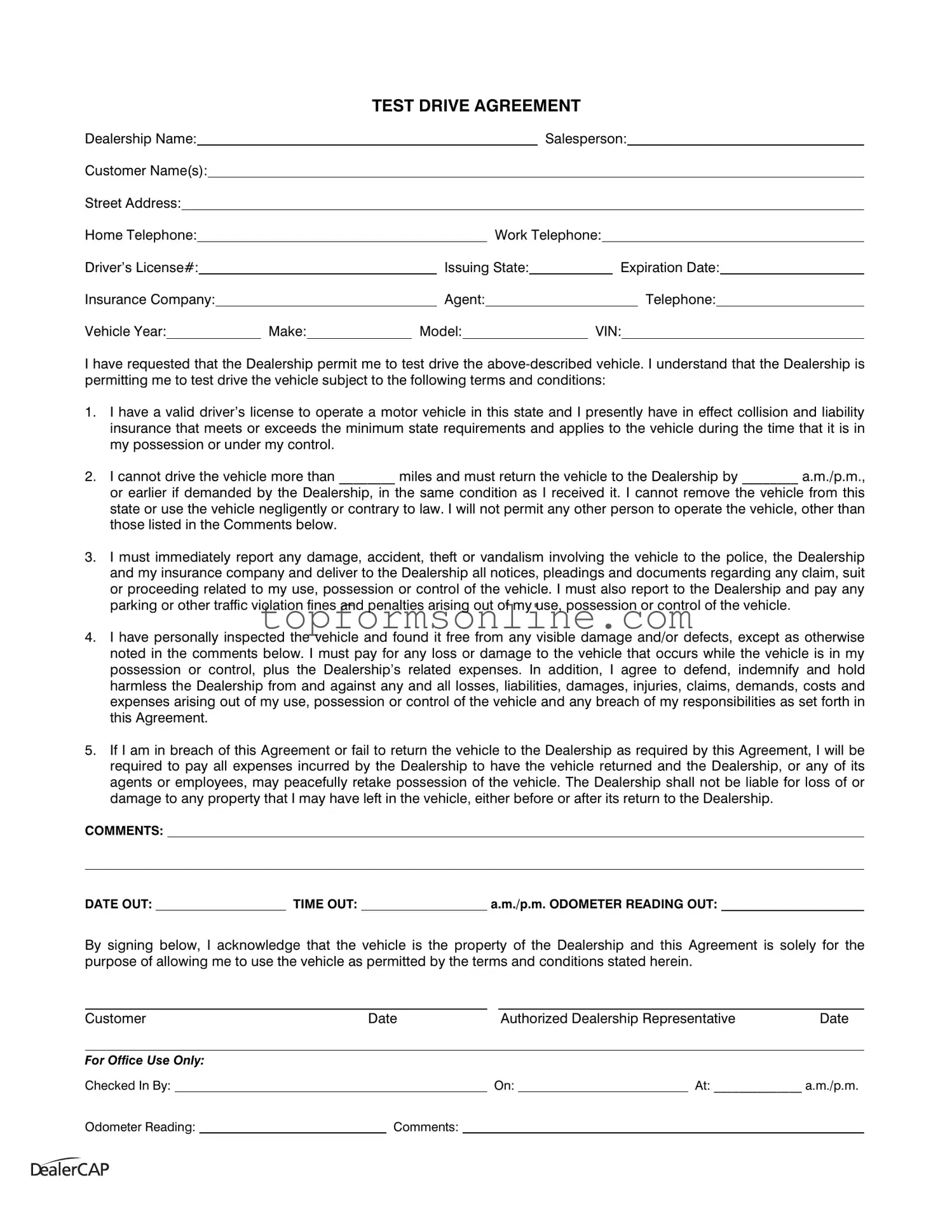 Fill Out a Valid Test Drive Form