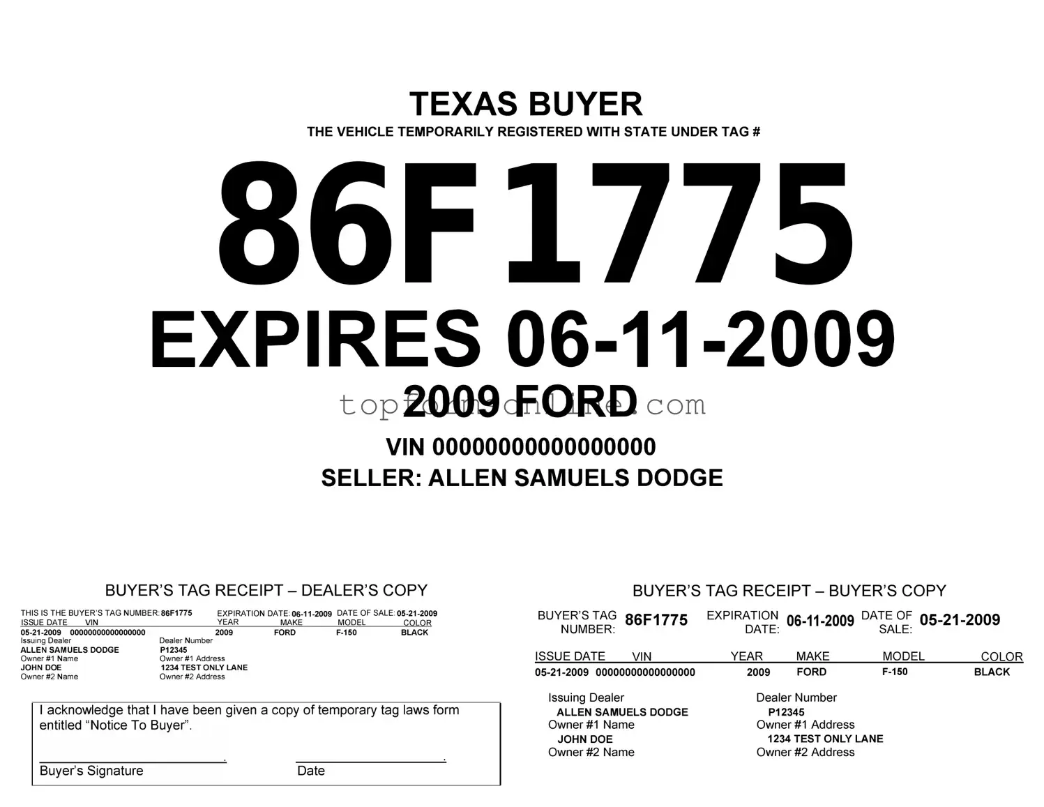 Fill Out a Valid Texas Temporary Tag Form