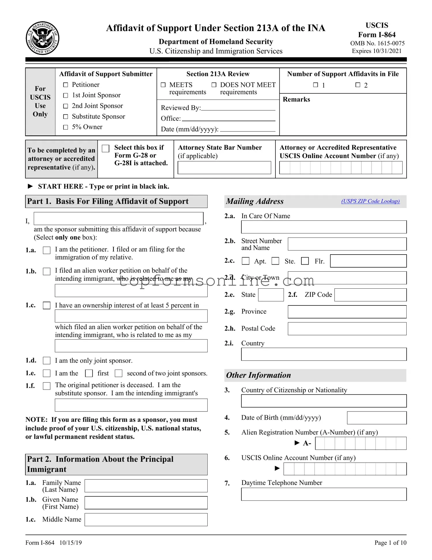 Fill Out a Valid USCIS I-864 Form