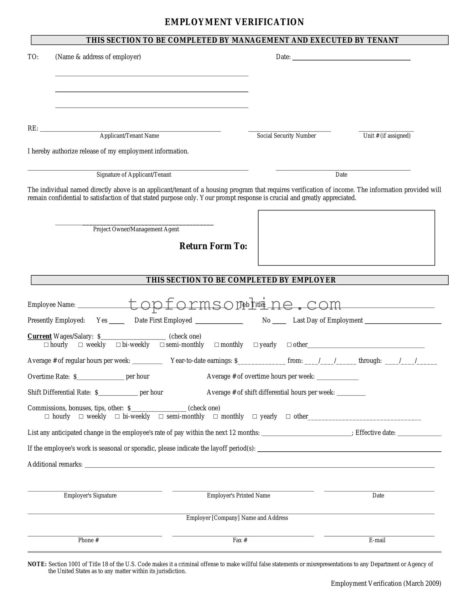 Fill Out a Valid Employment verification form Form