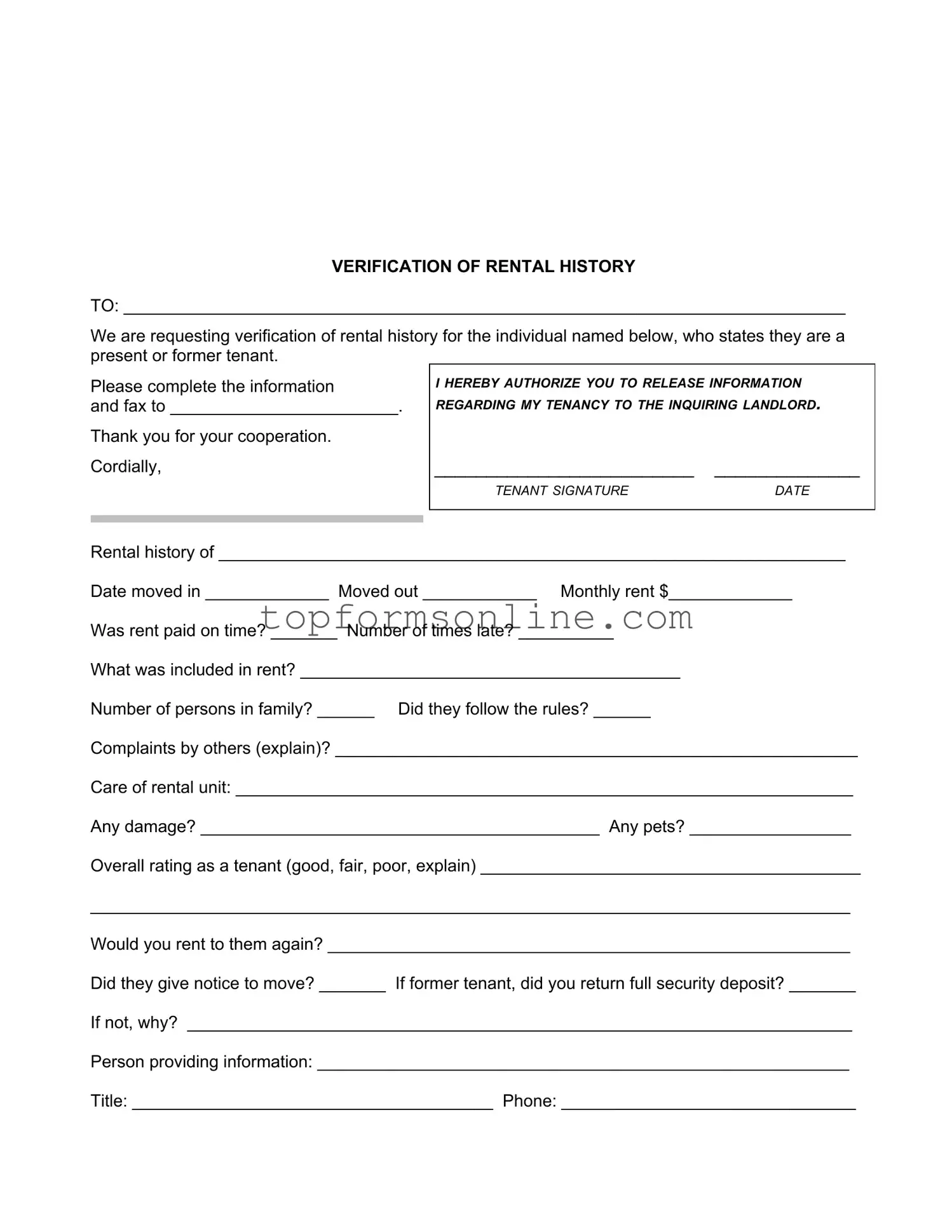 Fill Out a Valid Verification Rental Form