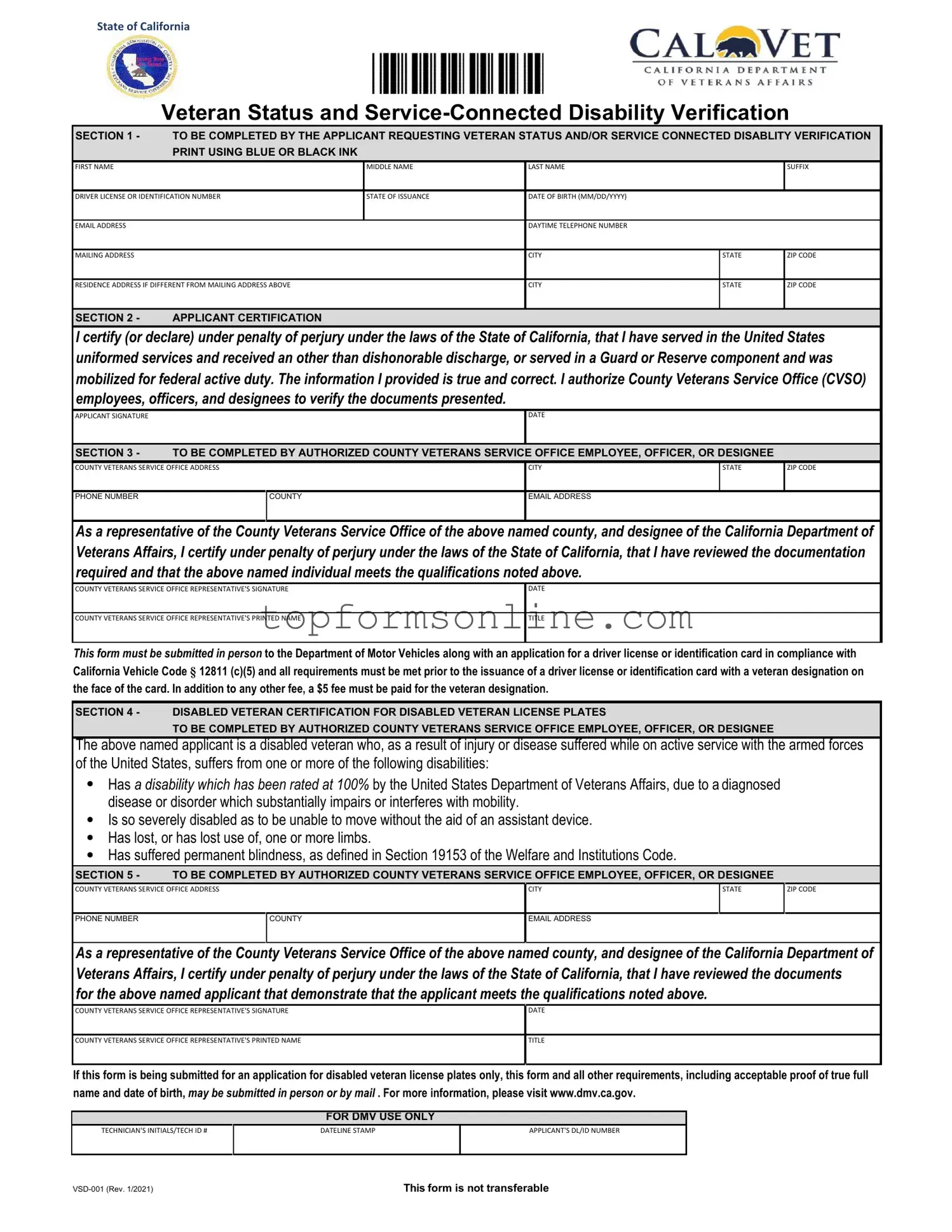 Fill Out a Valid Vsd 001 Form