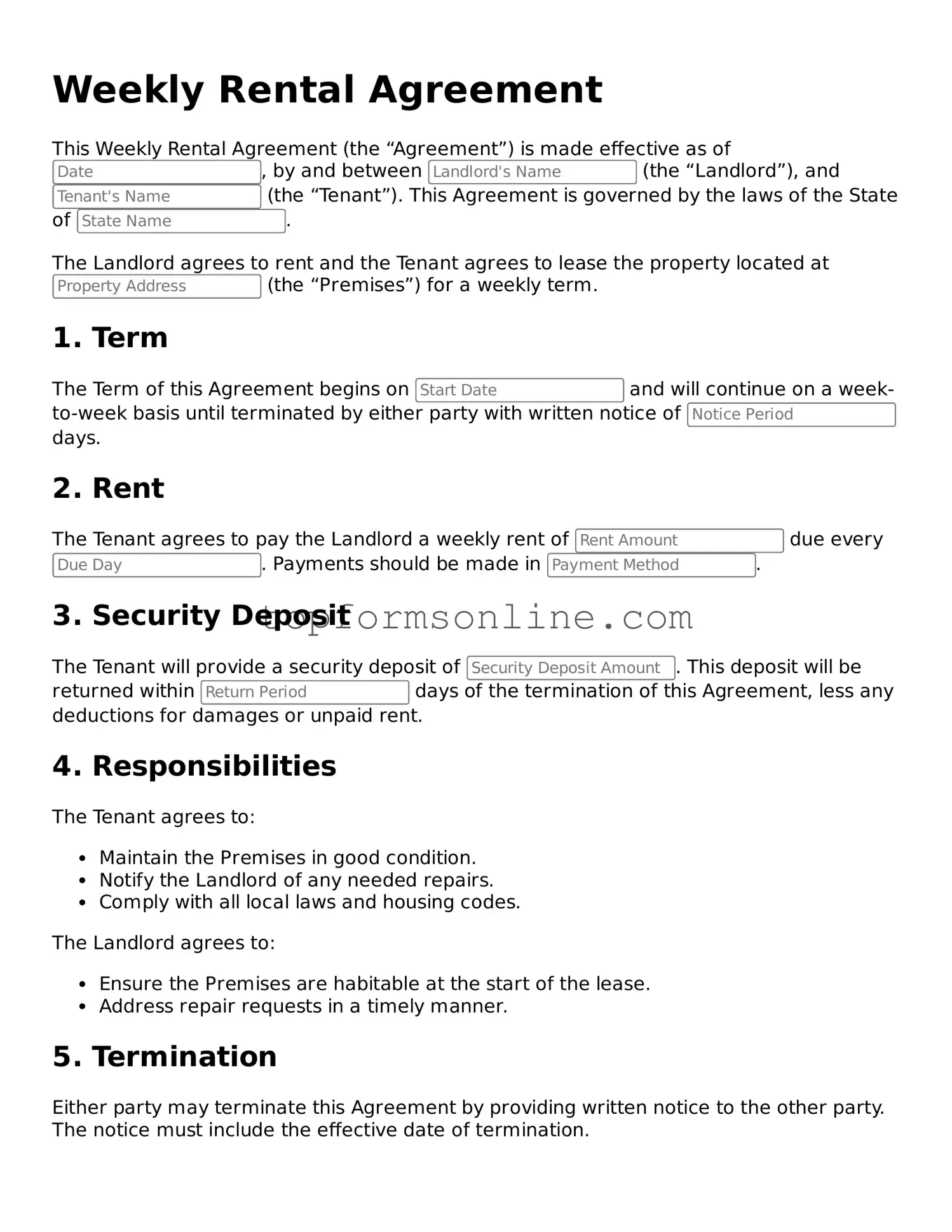Valid Weekly Rental Agreement Template